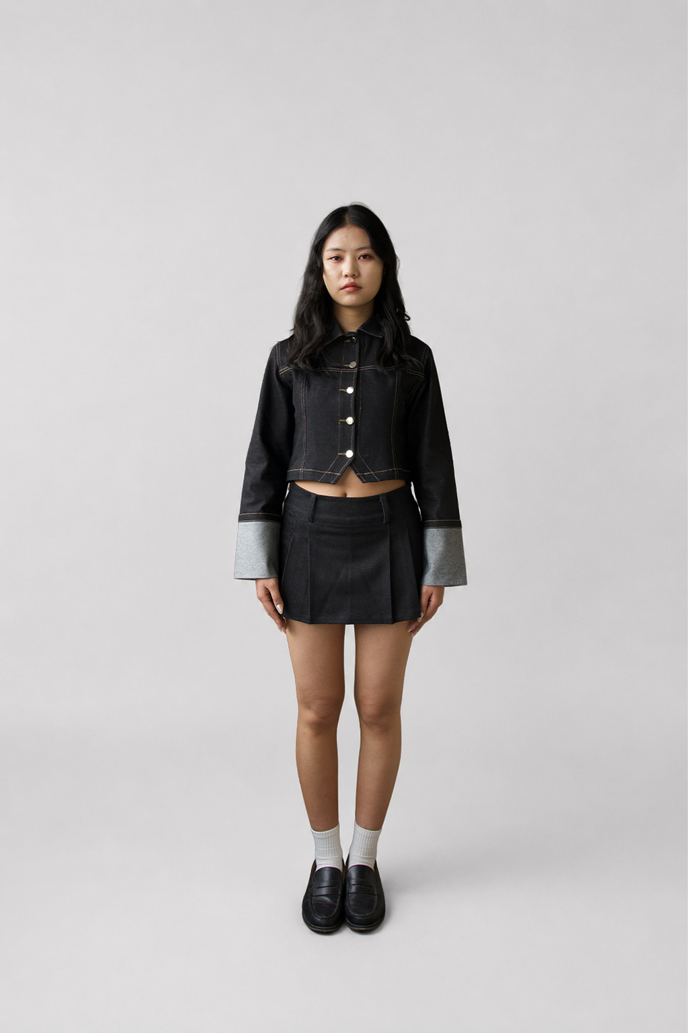 Denim Skort - Black