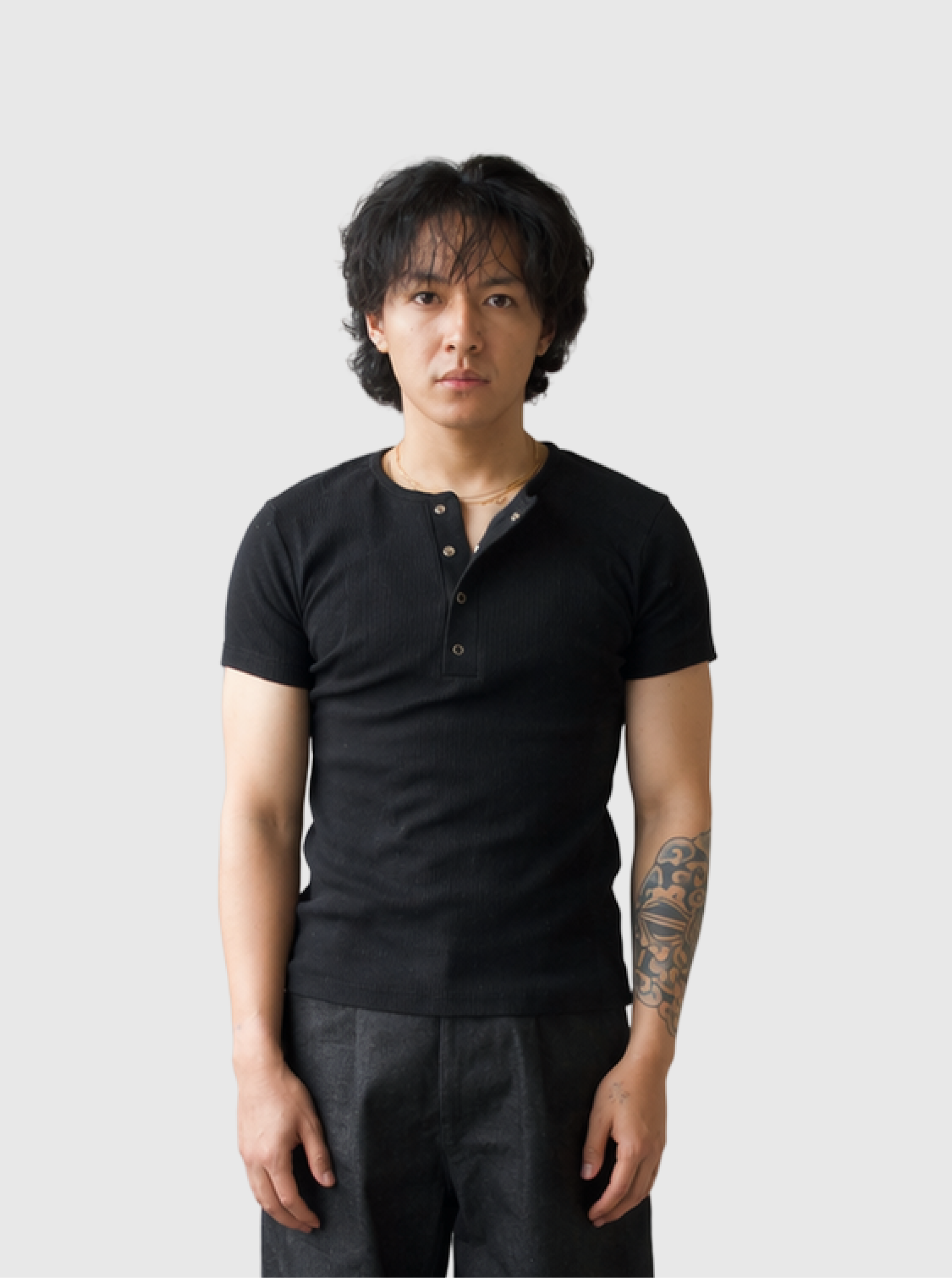 Half Henley Tee - Black