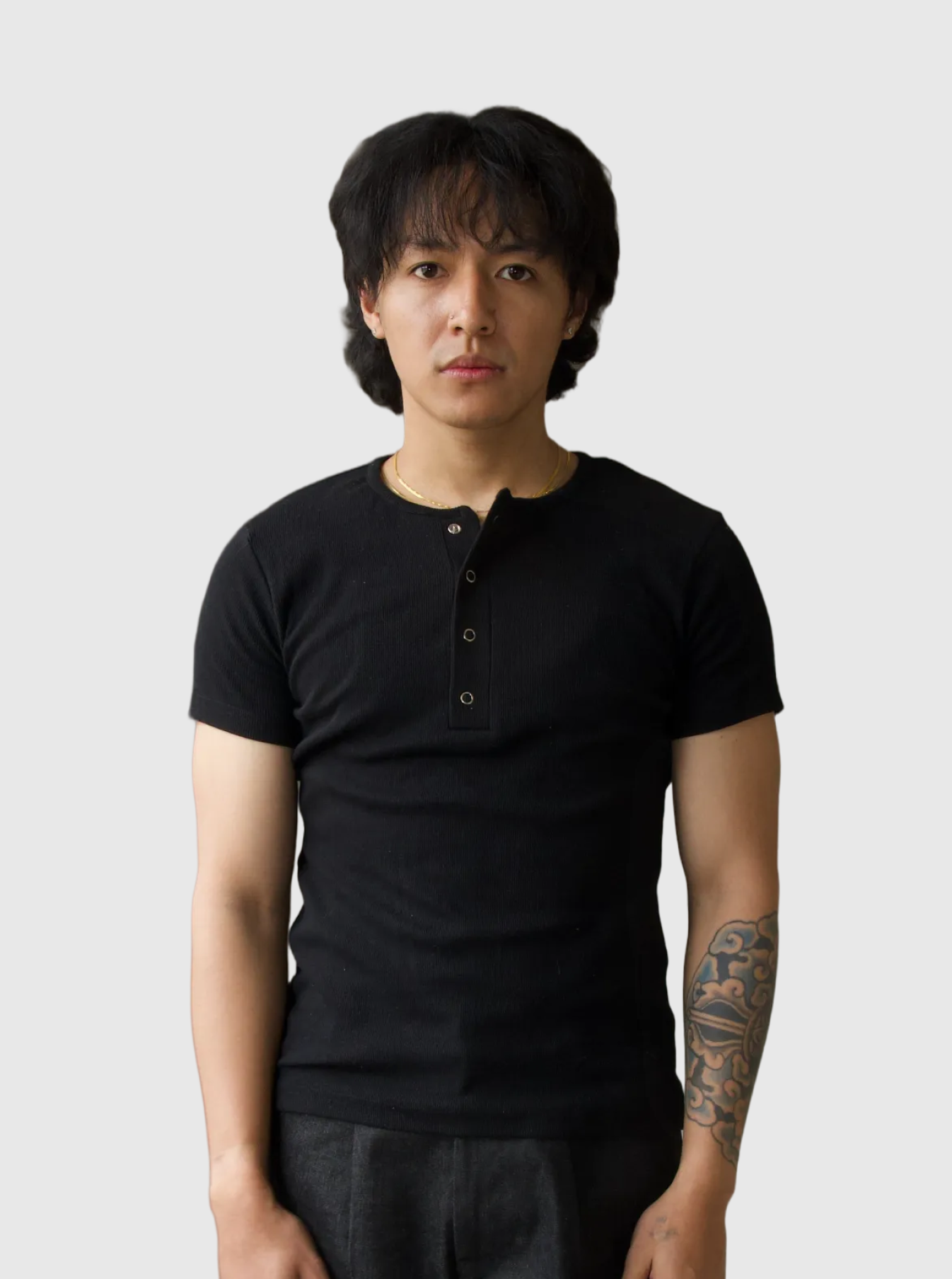 Half Henley Tee - Black