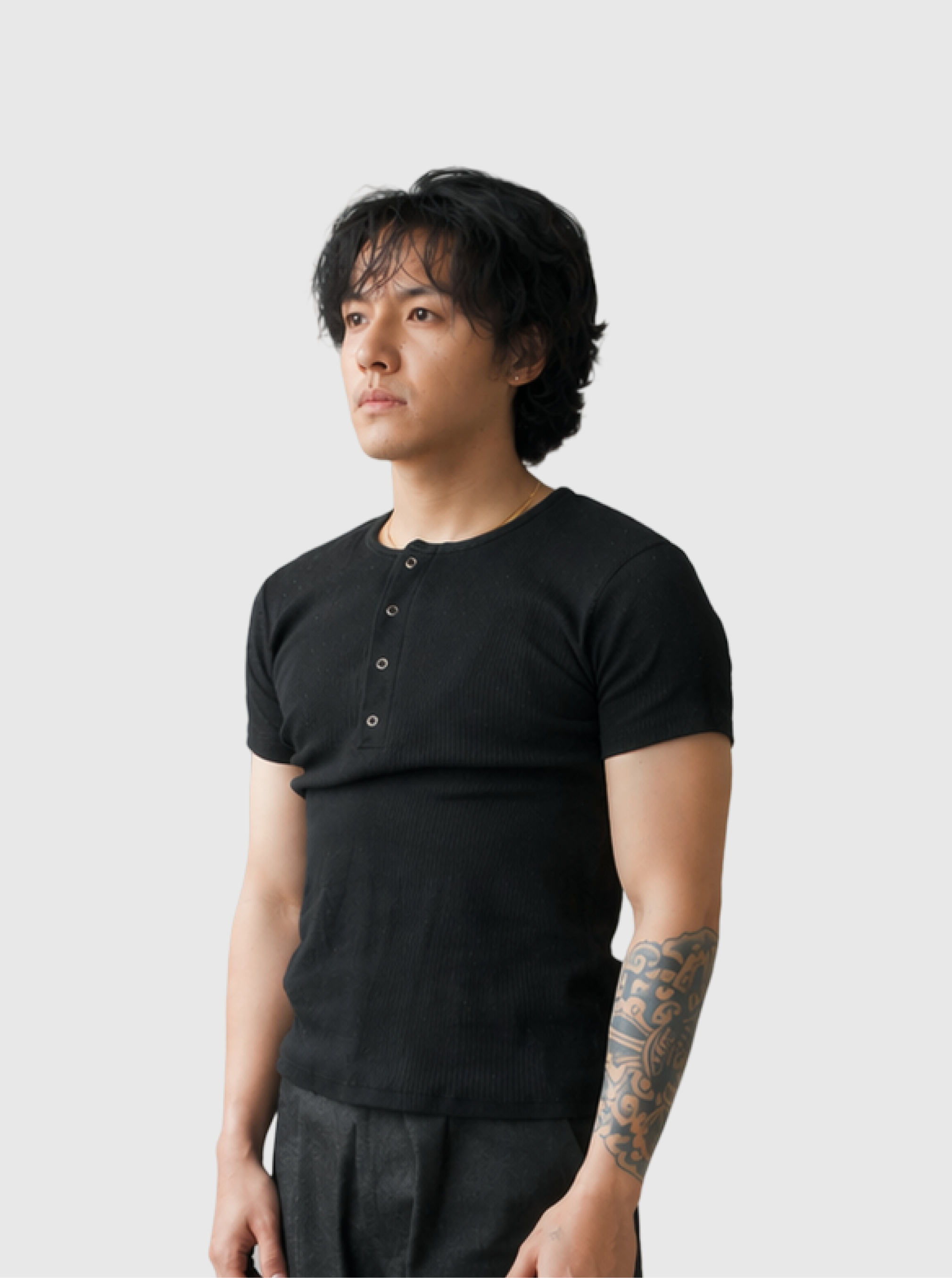 Half Henley Tee - Black