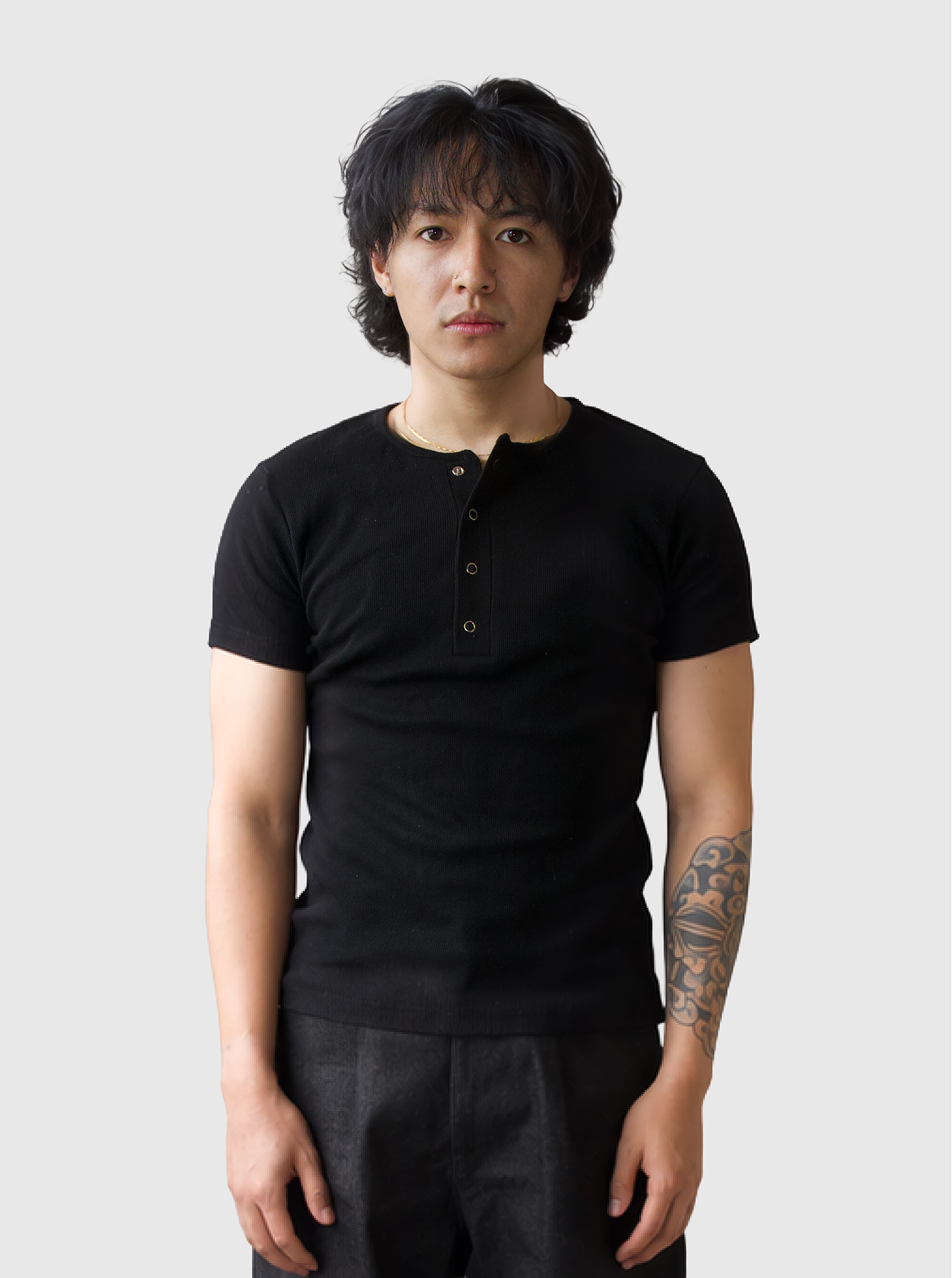 Half Henley Tee - Black