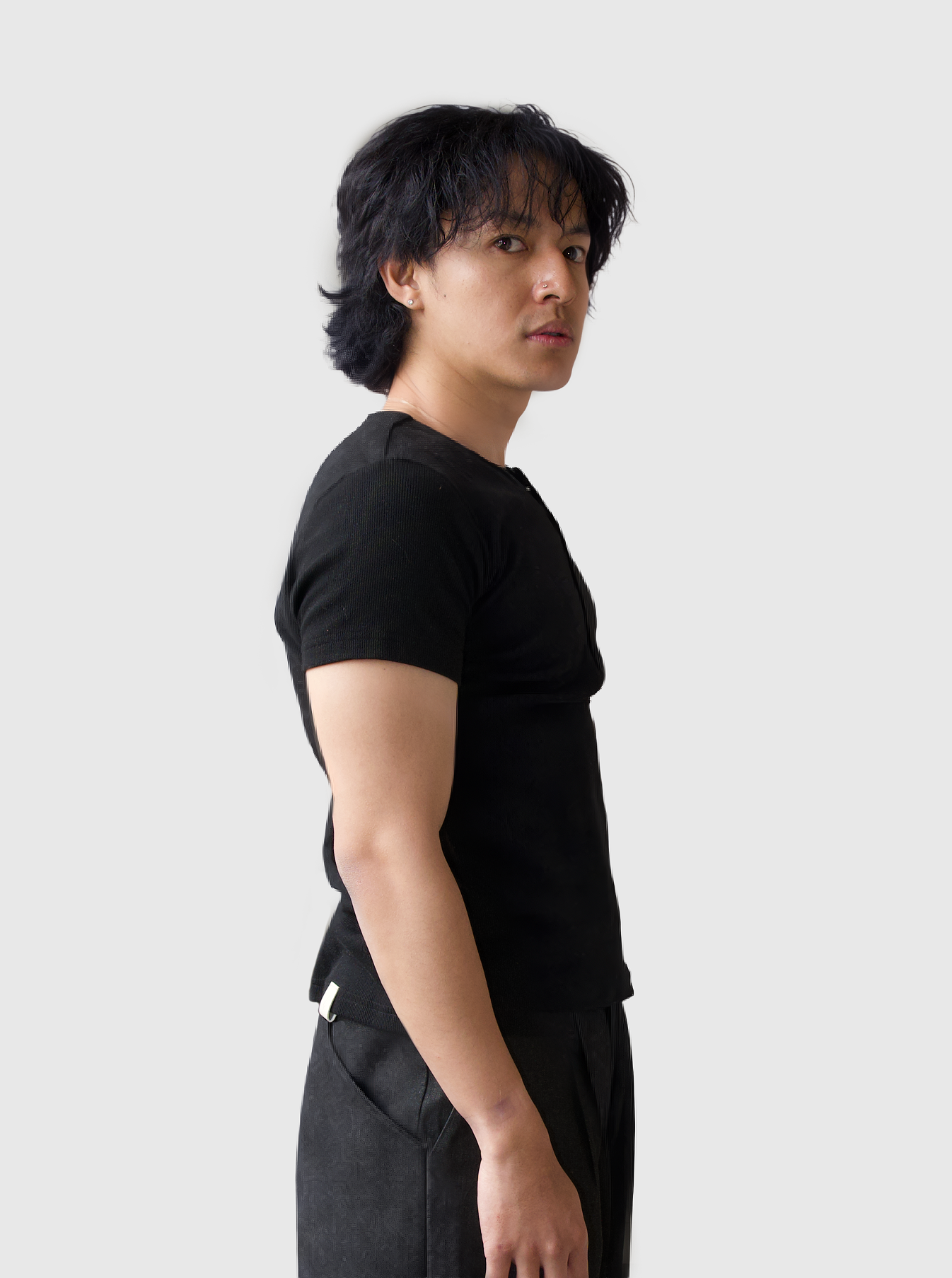 Half Henley Tee - Black