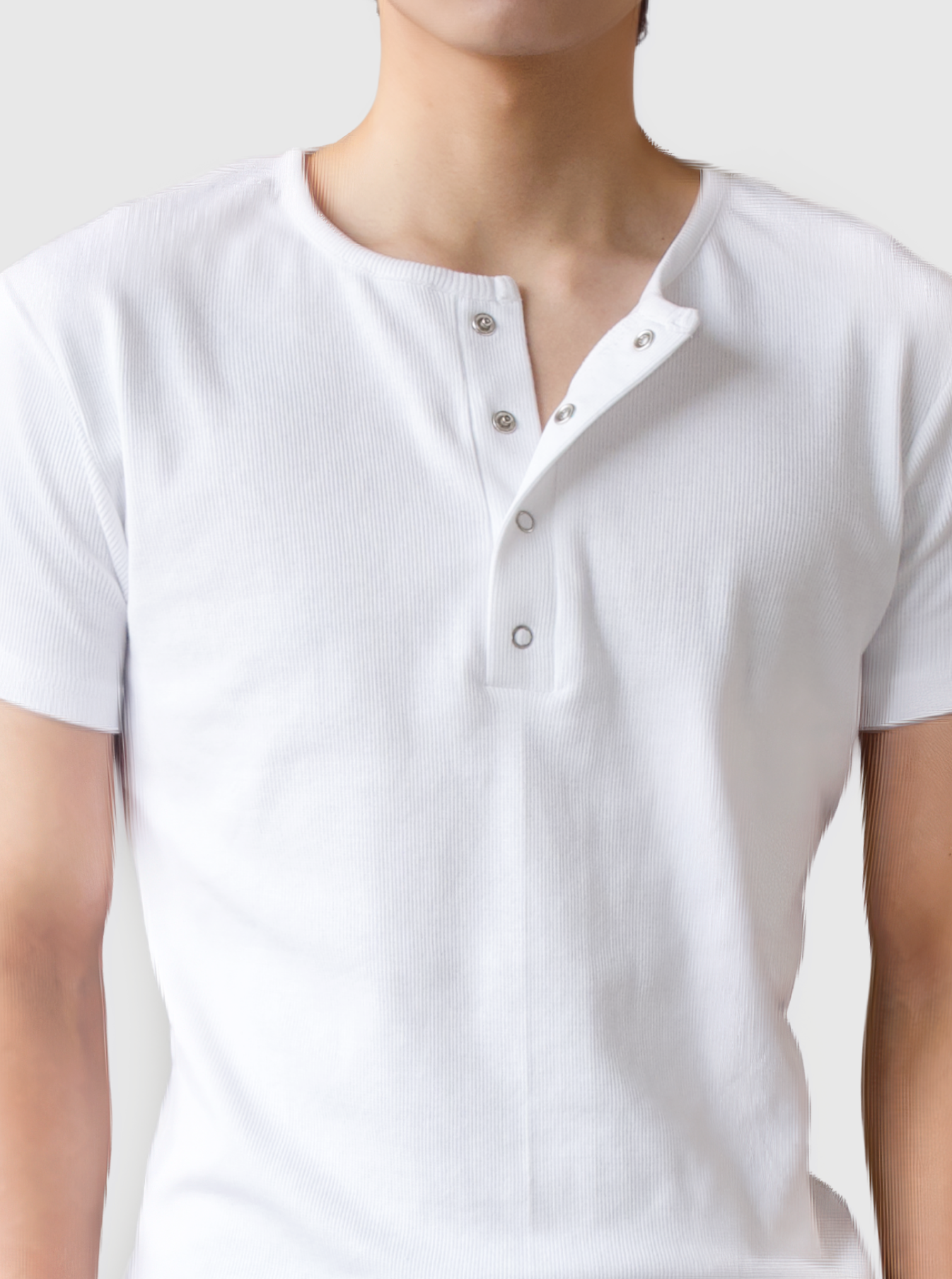 Half Henley Tee - White