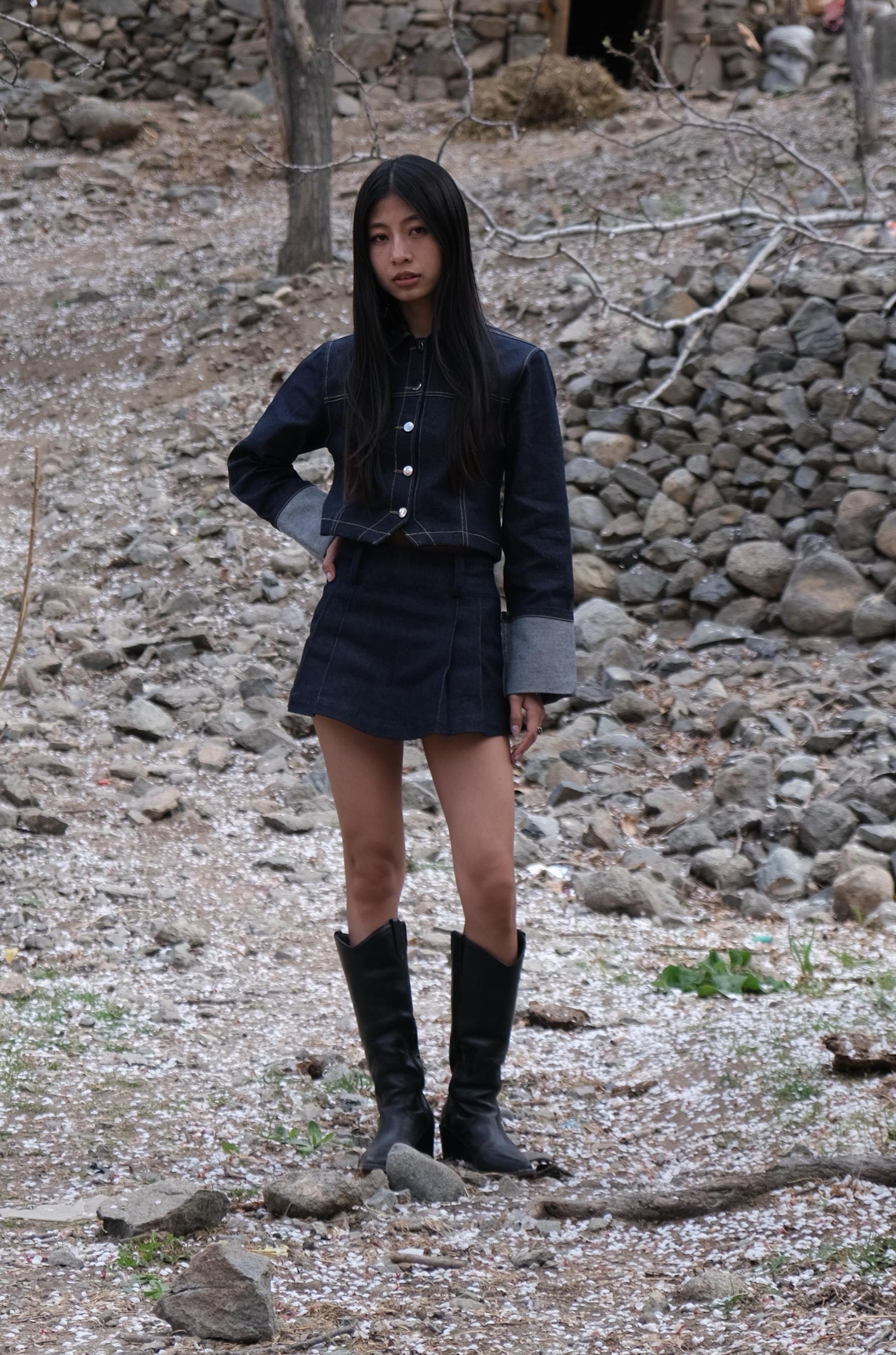 Denim Skirt - Black