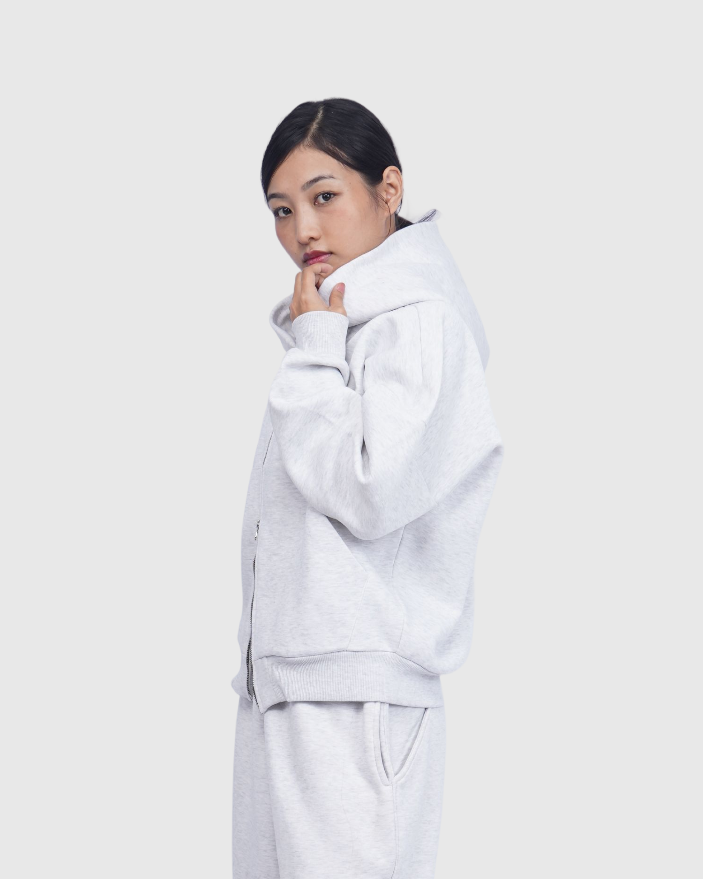 Moon Grey Double Zippered Hoodie V2