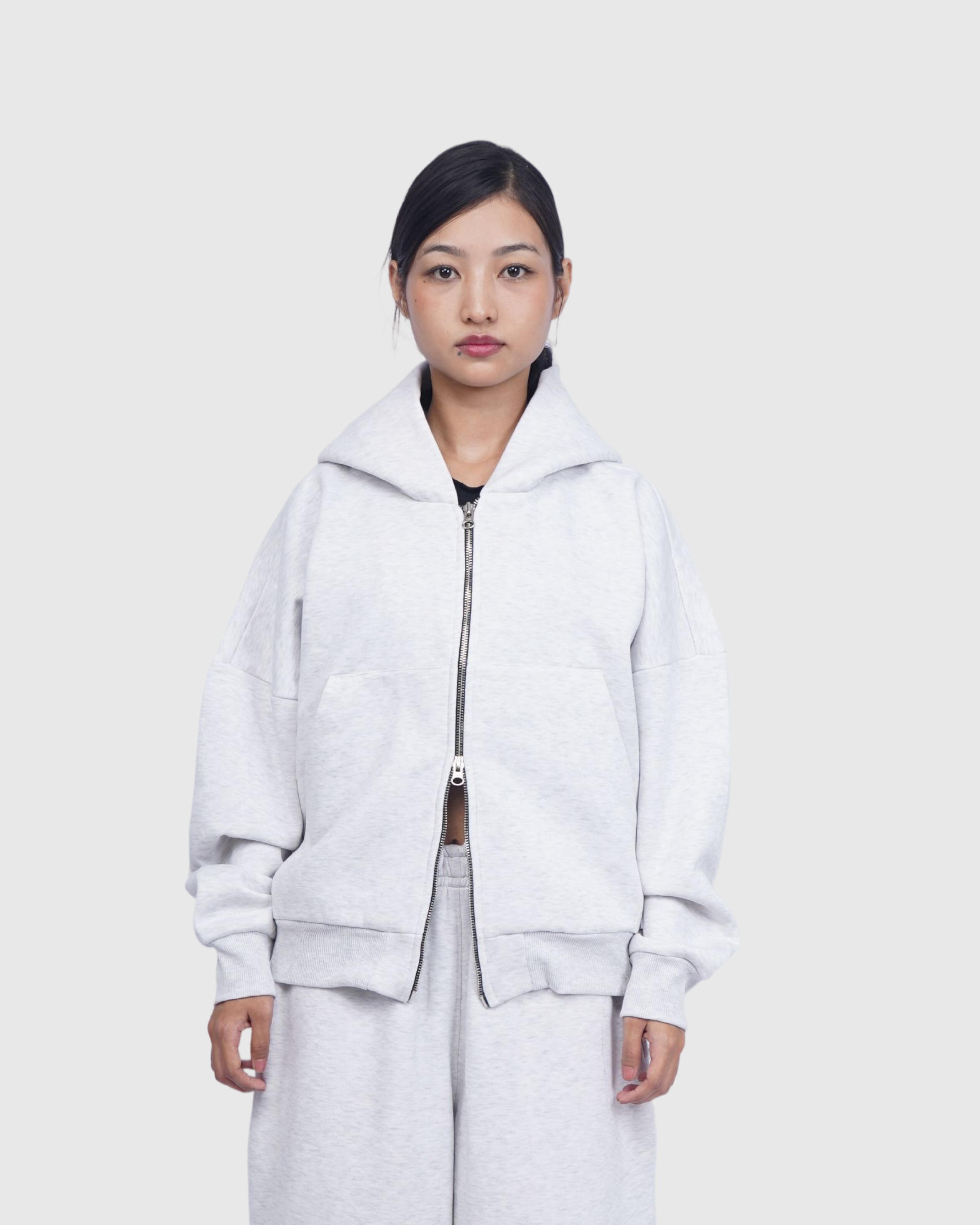 Moon Grey Double Zippered Hoodie V2