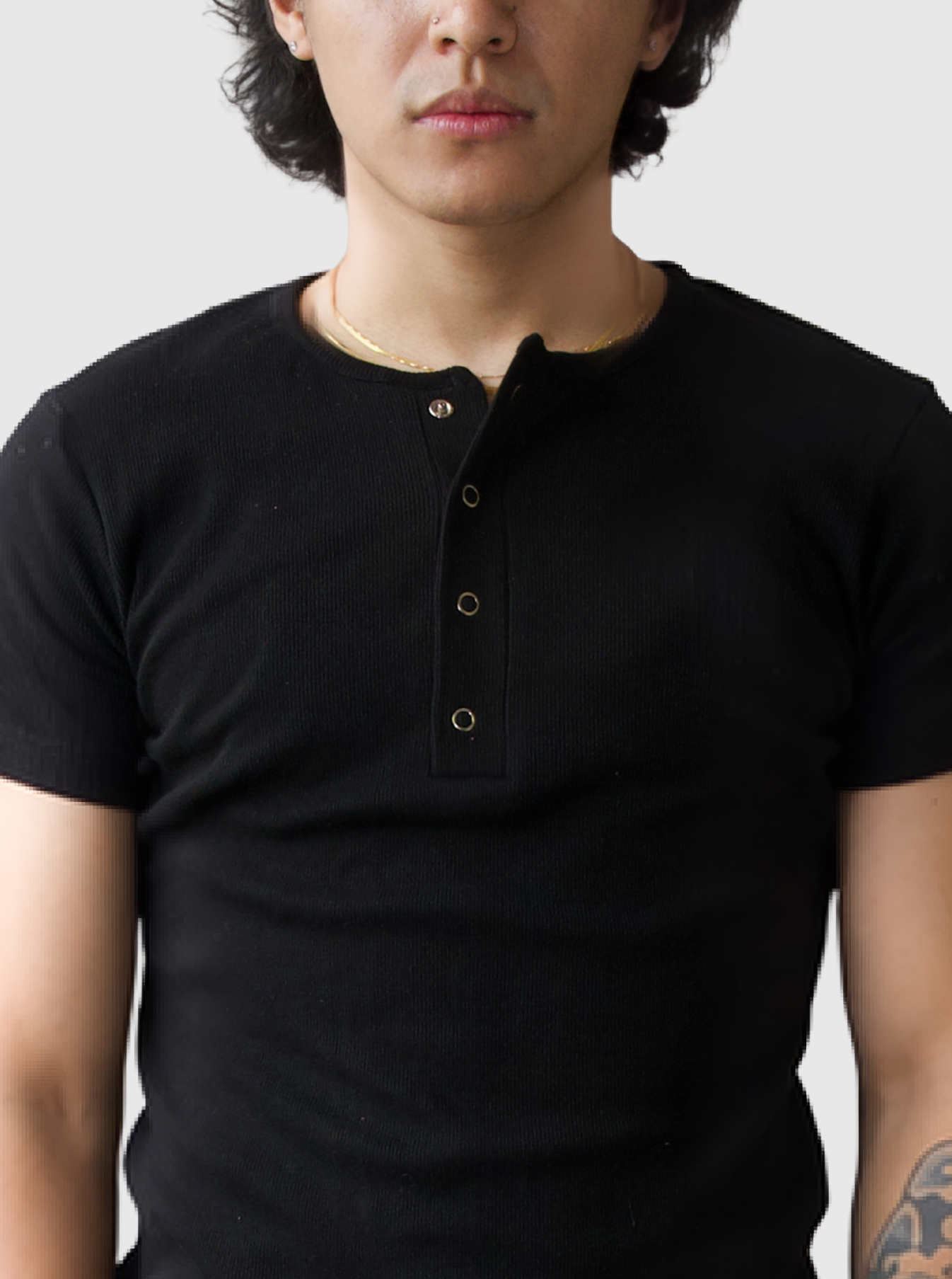 Half Henley Tee - Black