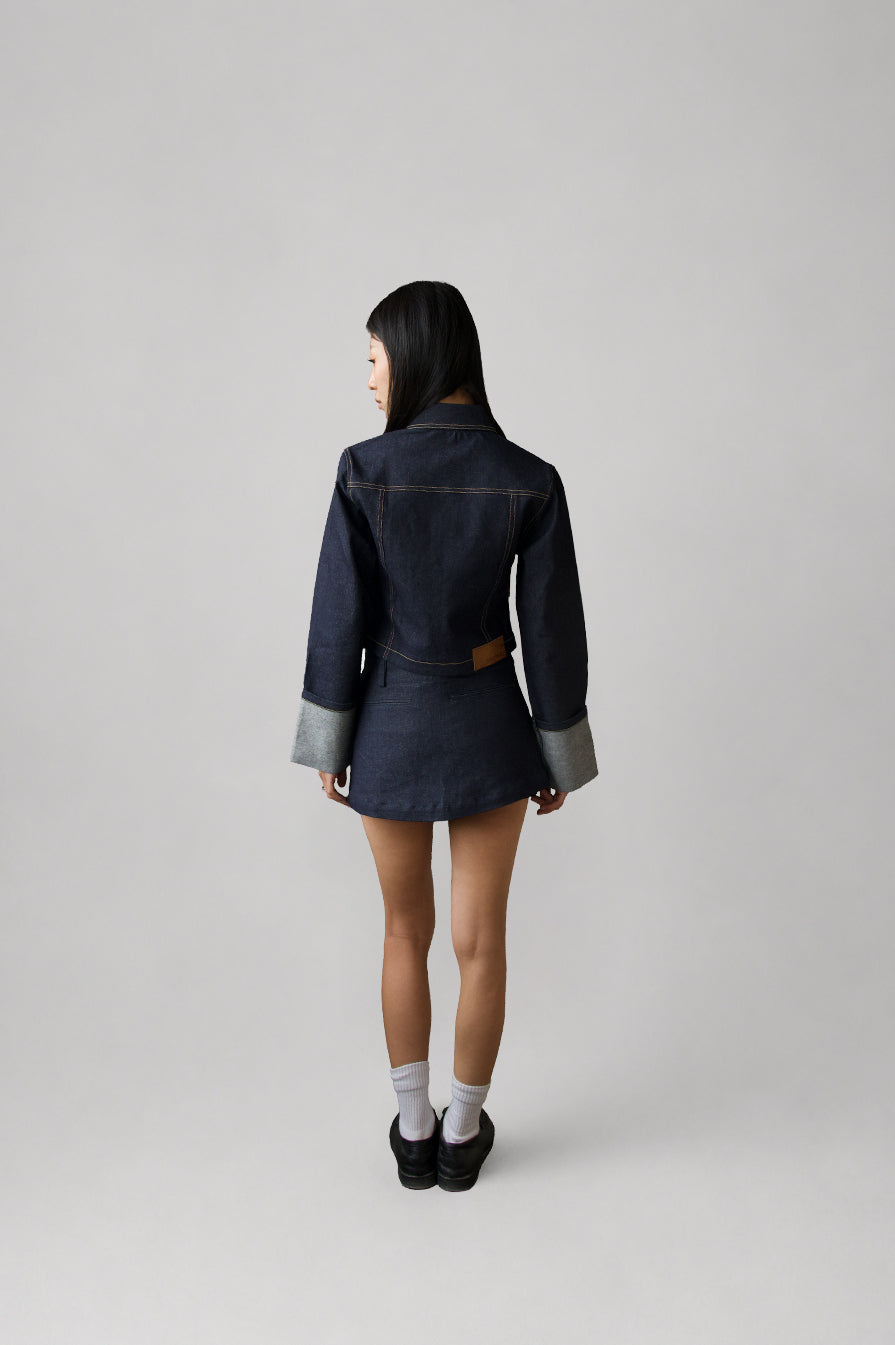 Denim Pleated Skort - Indigo