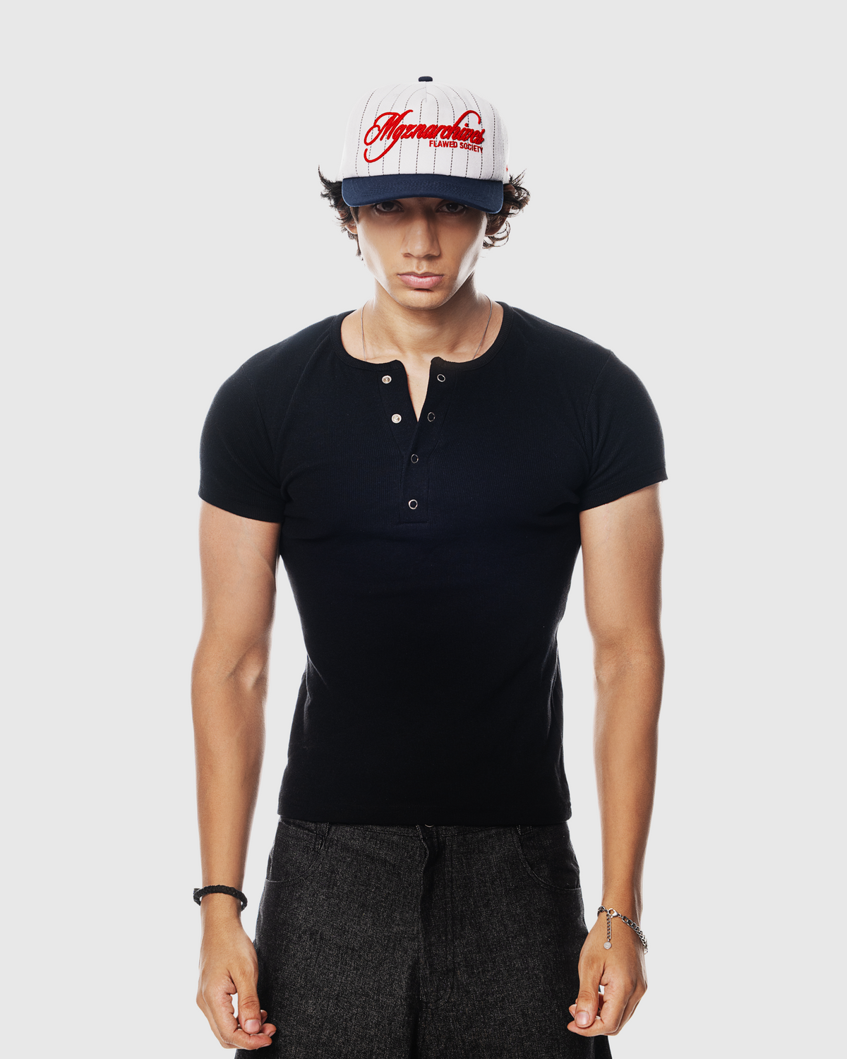 Half Henley Tee - Black