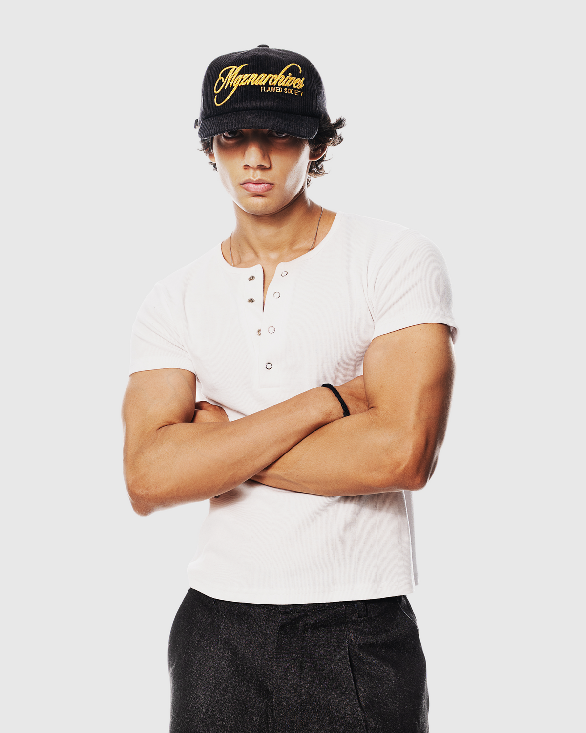 Half Henley Tee - White
